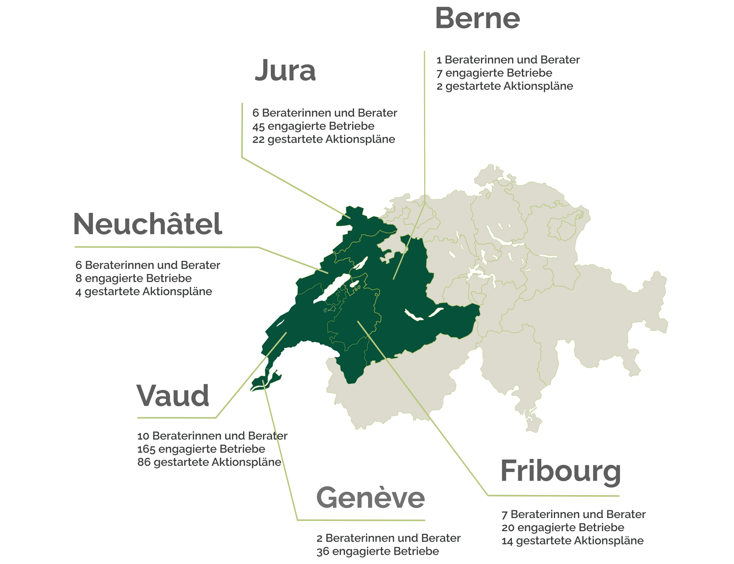 Karte der kantonalen Einführung von AgroImpact